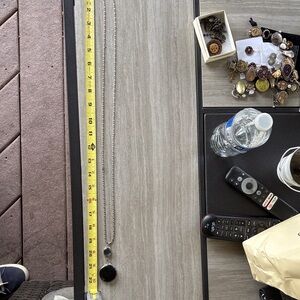 Silver Necklace with Black Pendant